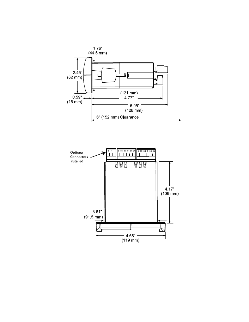 Mounting dimensions, Scanner instruction manual, Figure 2. scanner dimensions - side view | Figure 3. scanner dimensions - top view | Precision Digital PD6080 User Manual | Page 17 / 104