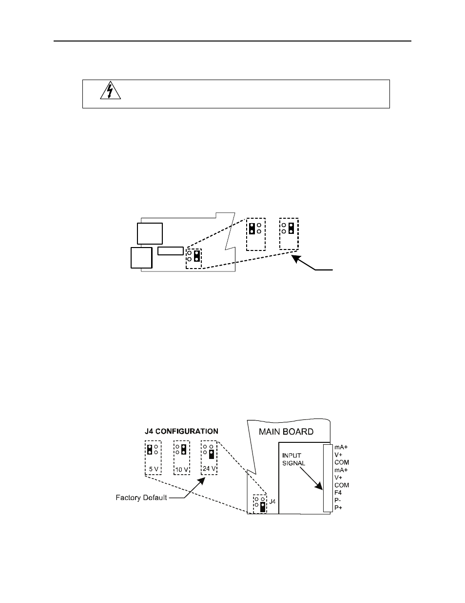 Scanner instruction manual, Configuration for 12 or 24 vdc power option, Transmitter supply voltage selection (p+, p-) | Main board | Precision Digital PD6080 User Manual | Page 18 / 104