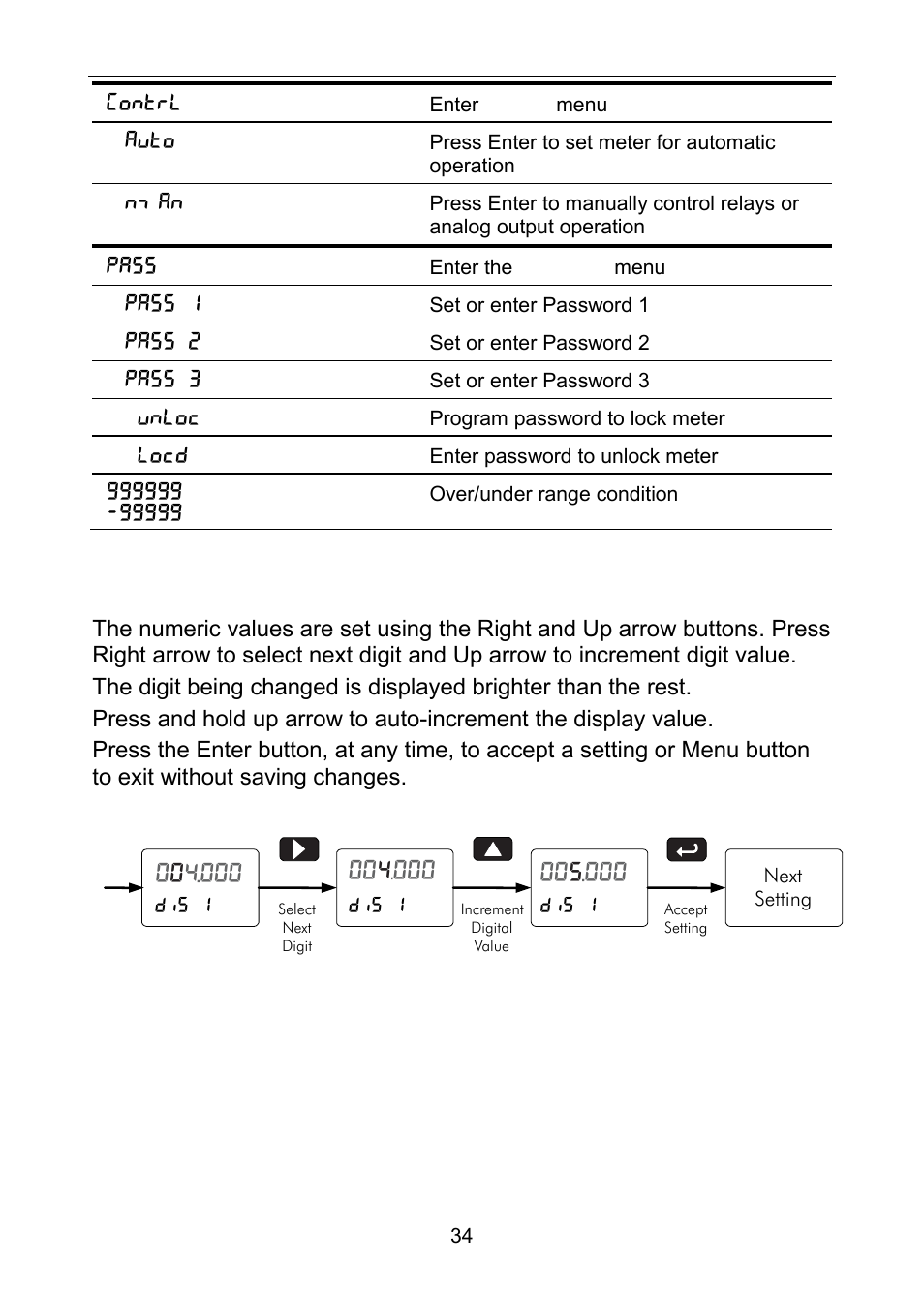 Setting numeric values | Precision Digital PD6100 User Manual | Page 34 / 100