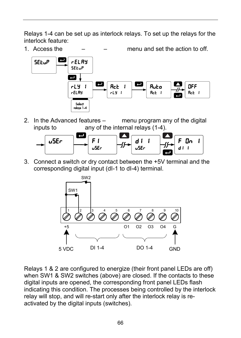 Setting up the interlock relay (force on) feature | Precision Digital PD6100 User Manual | Page 66 / 100
