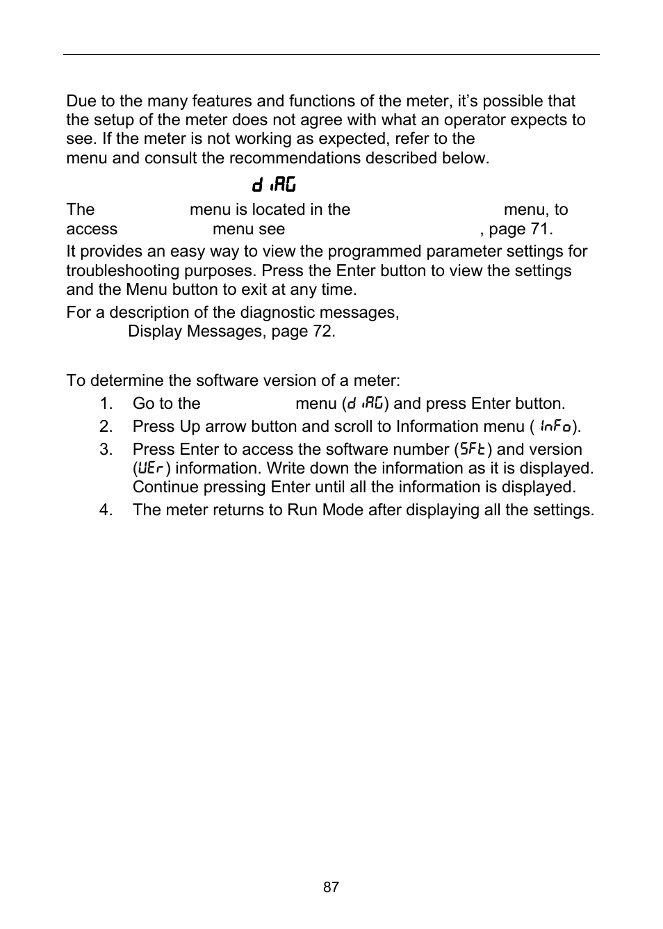 Troubleshooting, Diagnostics menu ( diag ) | Precision Digital PD6100 User Manual | Page 87 / 100