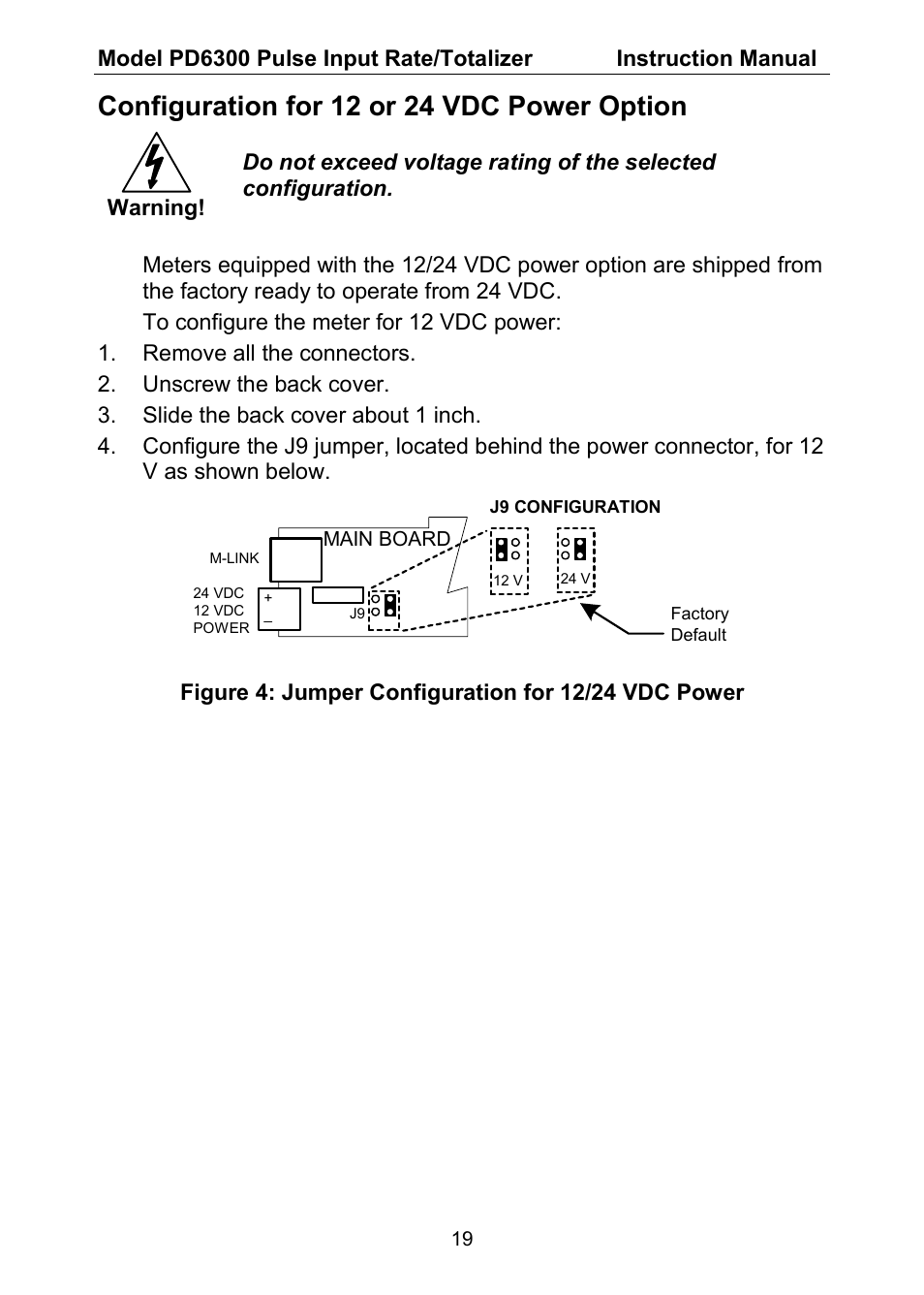 Configuration for 12 or 24 vdc power option | Precision Digital PD6300 User Manual | Page 19 / 96