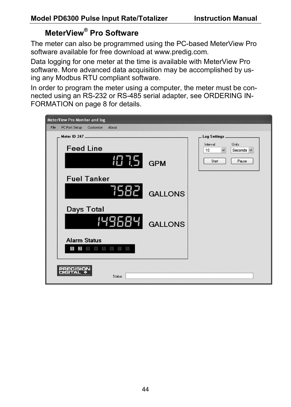 Precision Digital PD6300 User Manual | Page 44 / 96