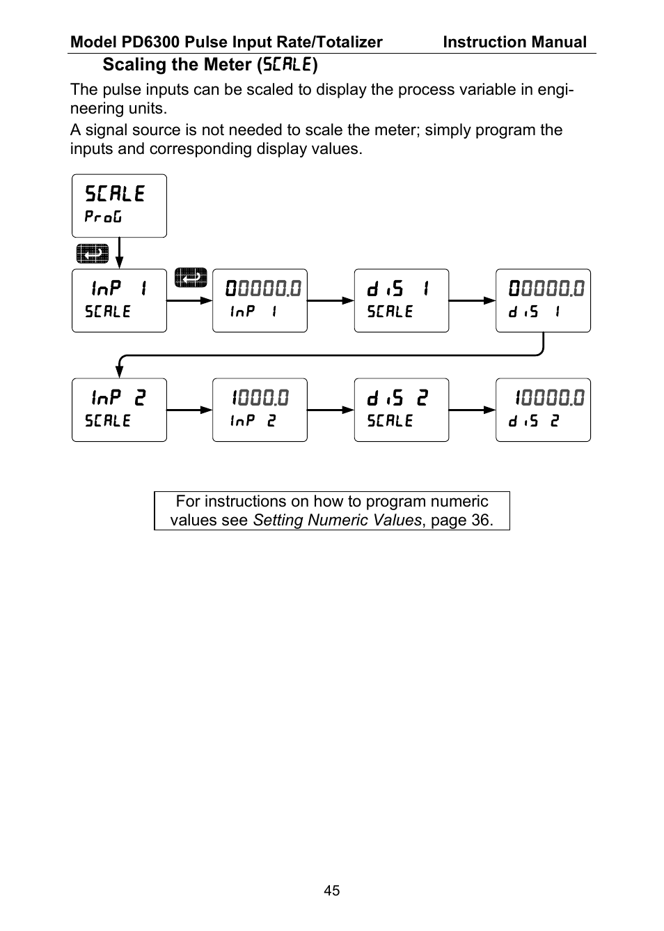 Scale, Inp 1, Inp 2 | Dis 1, Dis 2 | Precision Digital PD6300 User Manual | Page 45 / 96