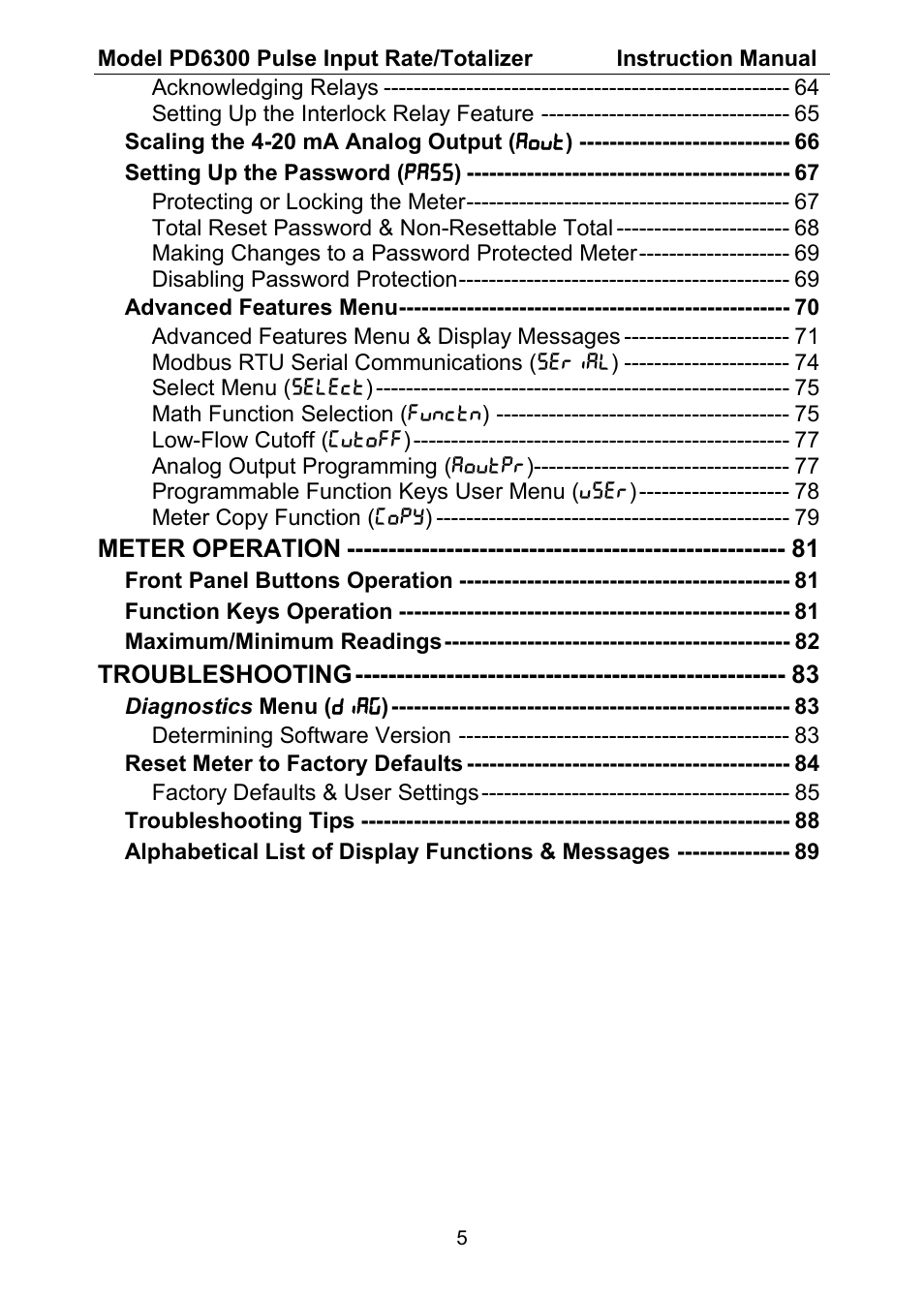 Precision Digital PD6300 User Manual | Page 5 / 96