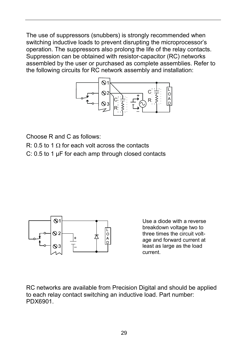 Switching inductive loads | Precision Digital PD6310 User Manual | Page 29 / 100