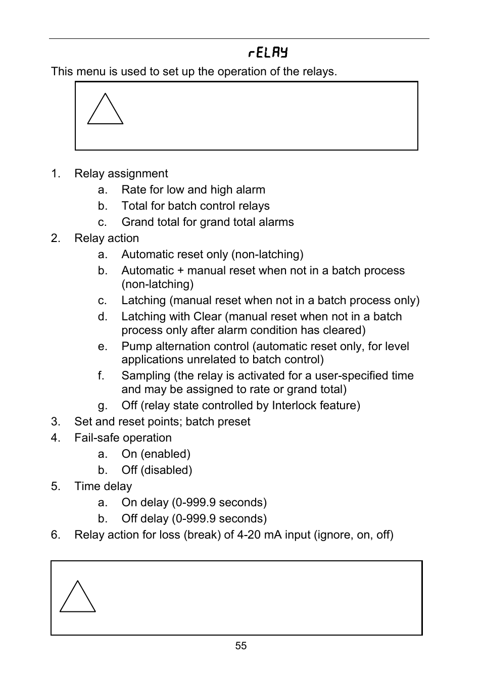 Setting the relay operation ( relay ) | Precision Digital PD6310 User Manual | Page 55 / 100