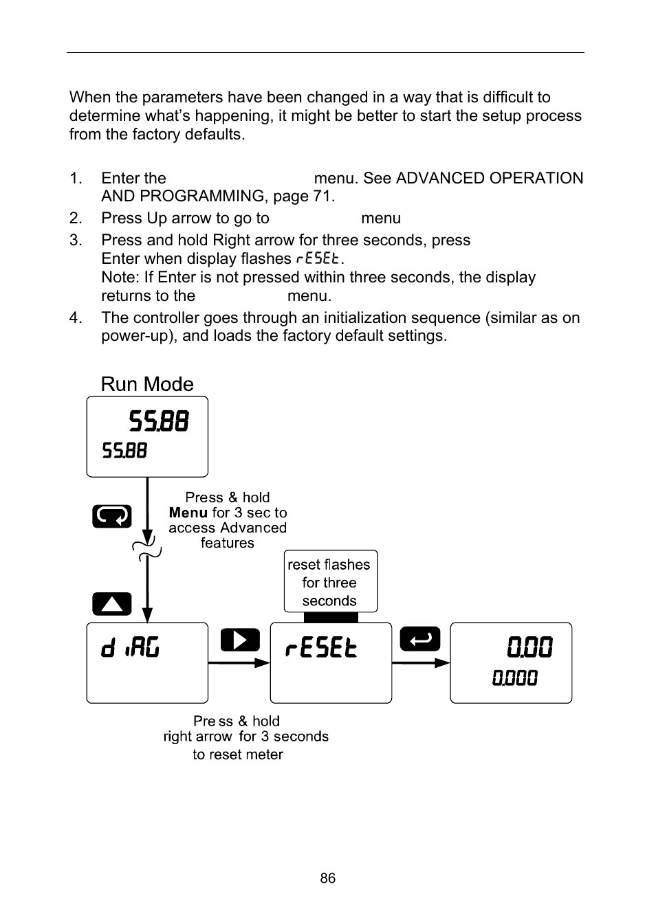 Reset controller to factory defaults | Precision Digital PD6310 User Manual | Page 86 / 100