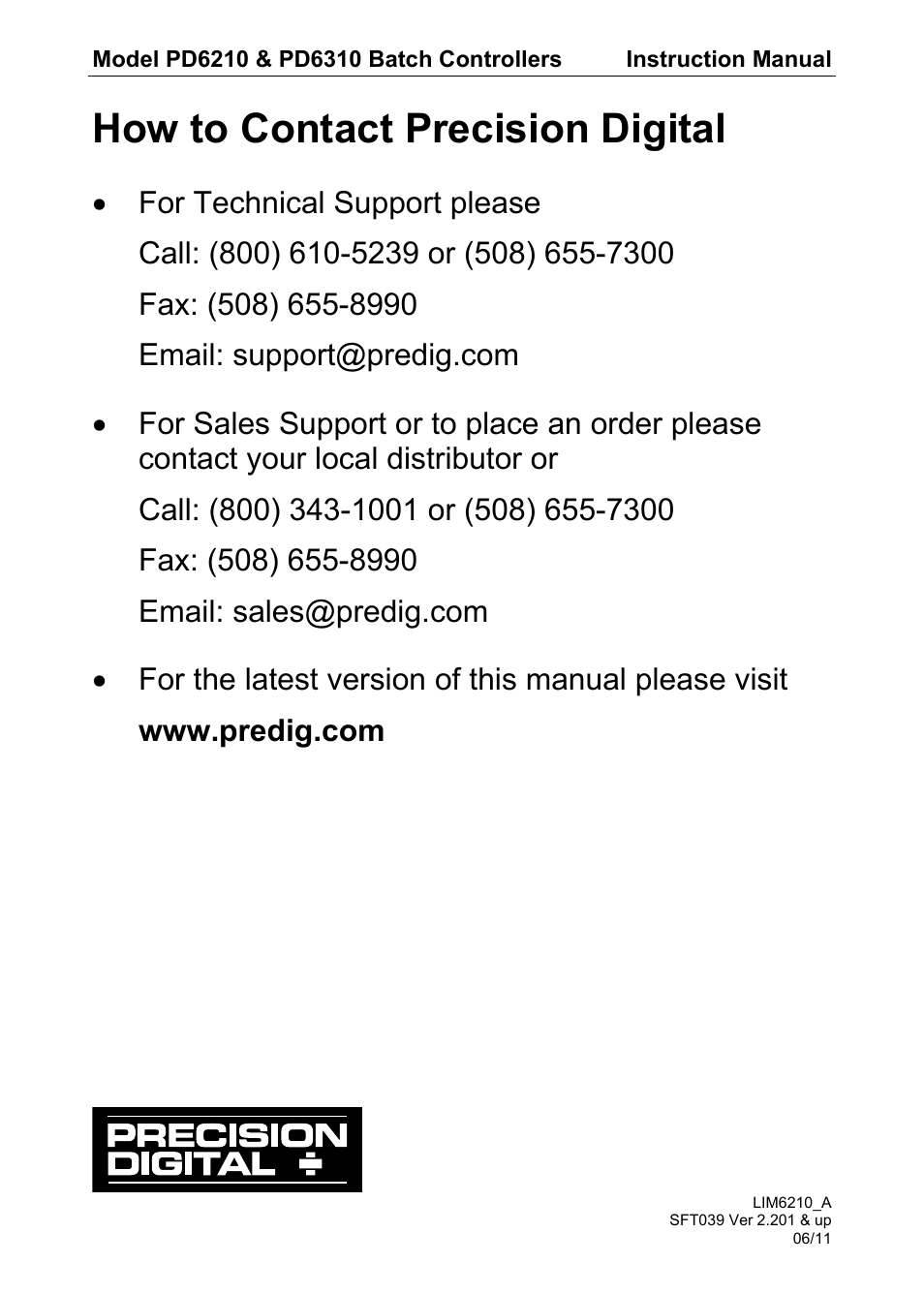 How to contact precision digital | Precision Digital PD6310 User Manual | Page 104 / 104