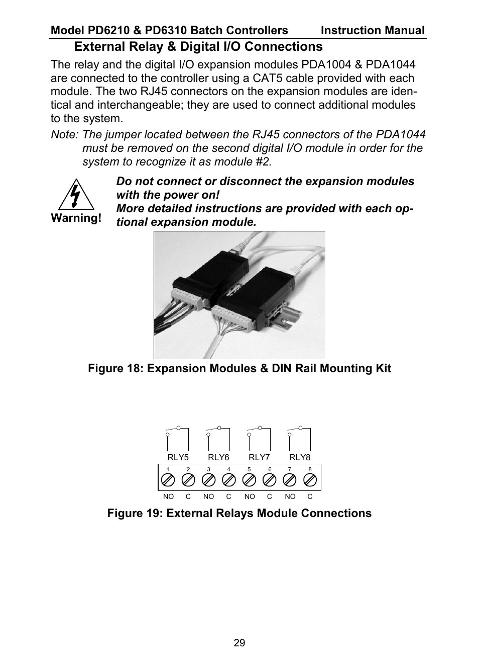 External relay & digital i/o connections, Figure 19: external relays module connections | Precision Digital PD6310 User Manual | Page 29 / 104