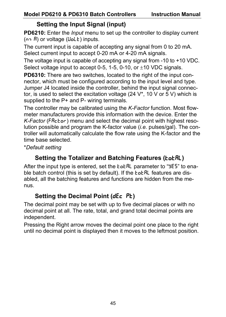 Precision Digital PD6310 User Manual | Page 45 / 104