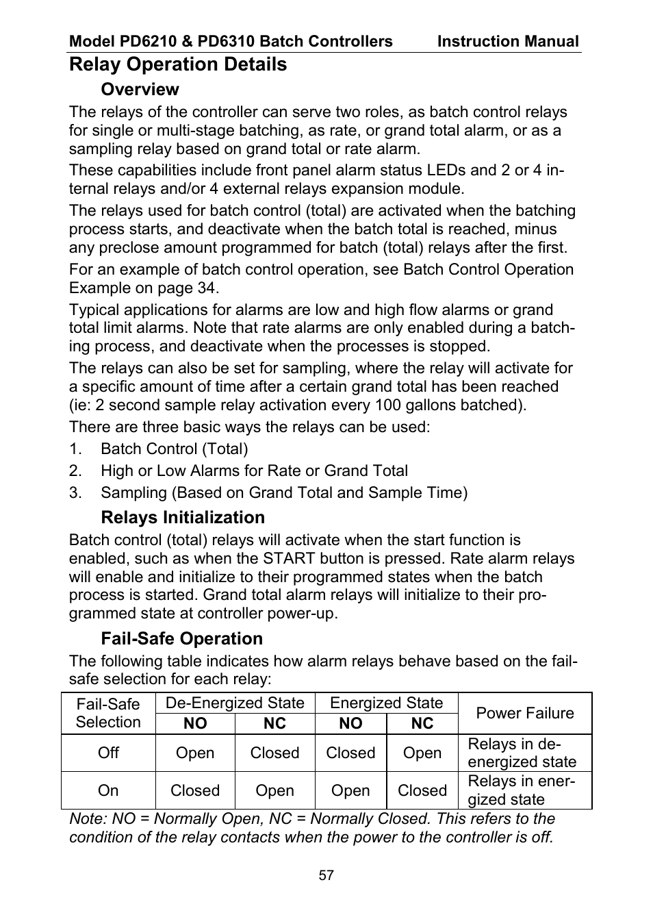 Relay operation details | Precision Digital PD6310 User Manual | Page 57 / 104