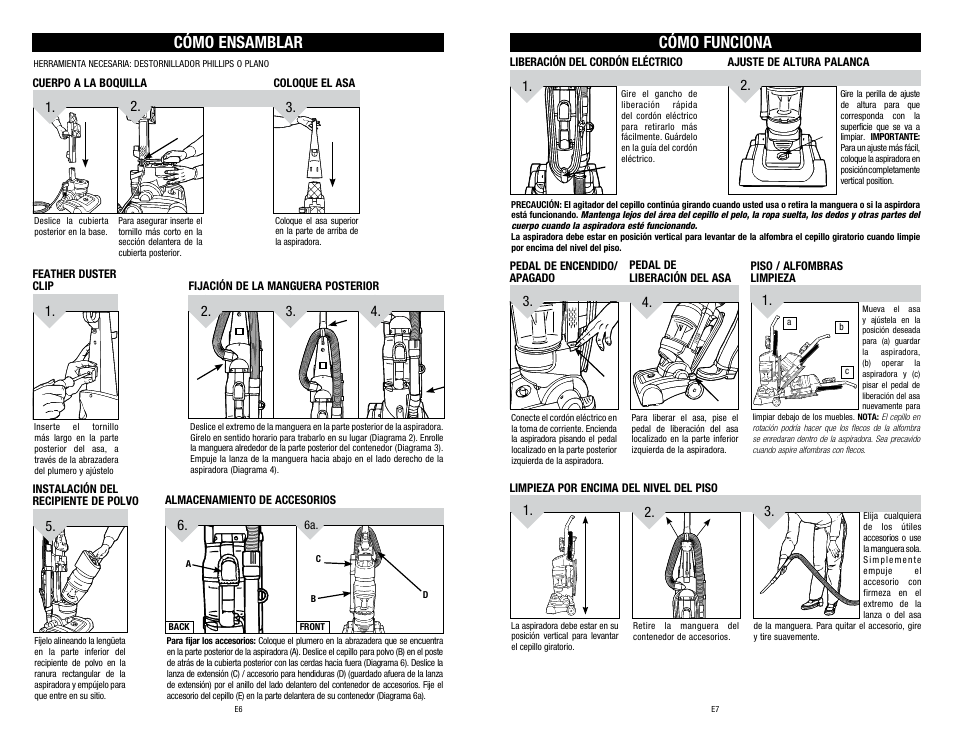 Cómo ensamblar, Cómo funciona | Dirt Devil 1-113225-000 User Manual | Page 18 / 18