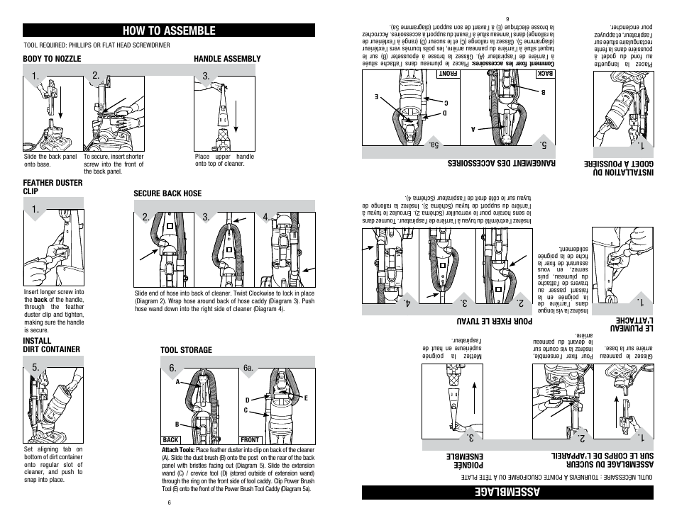Assemblage, How to assemble | Dirt Devil 1-113225-000 User Manual | Page 6 / 18