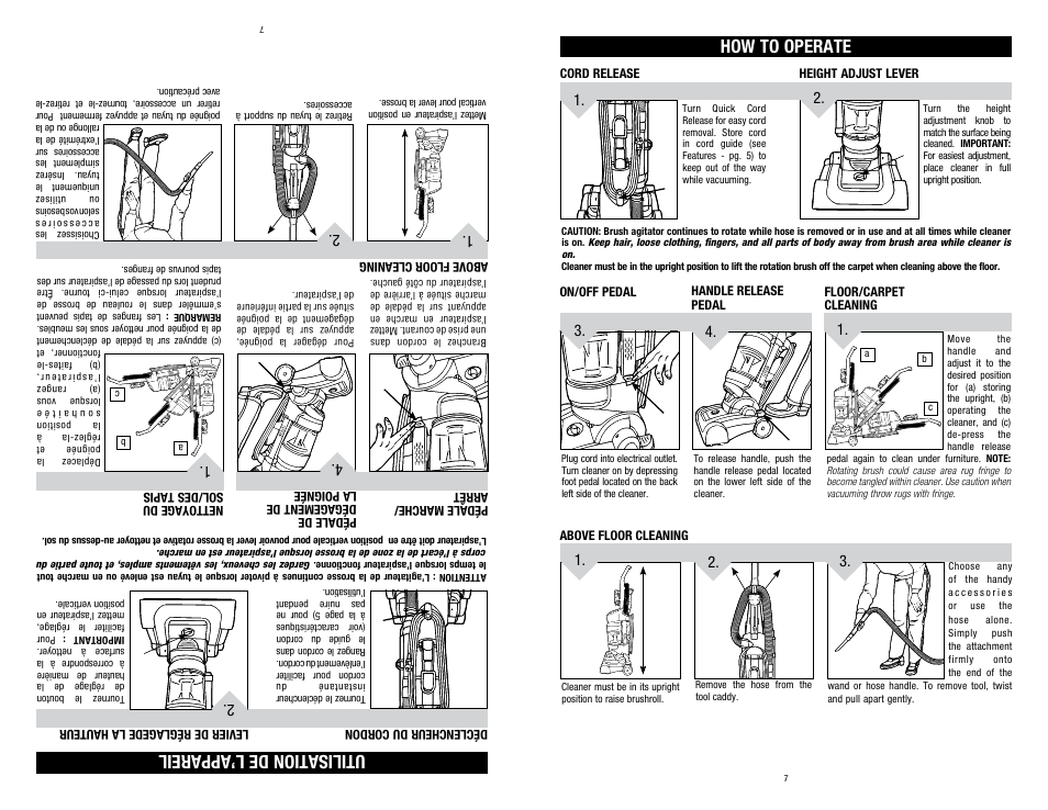 How to operate, Utilisation de l’appareil | Dirt Devil 1-113225-000 User Manual | Page 7 / 18