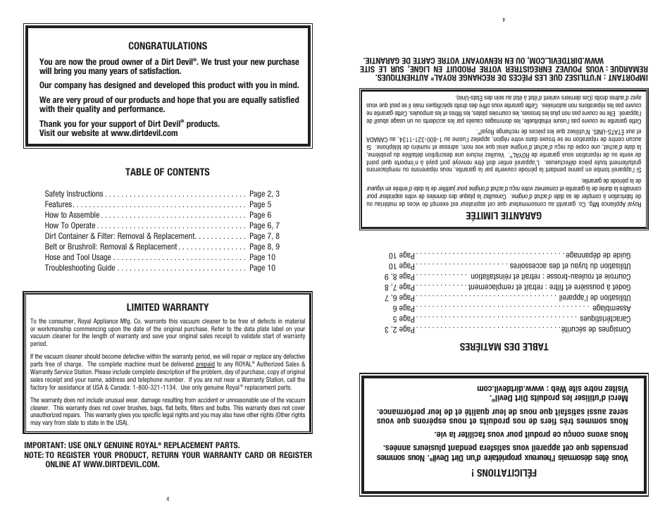 Dirt Devil 1-113217-000 User Manual | Page 4 / 16