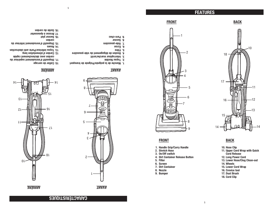 Features caractéristiques | Dirt Devil 1-113217-000 User Manual | Page 5 / 16