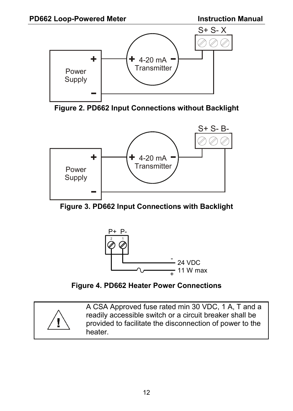 S+ s- x, S+ s- b | Precision Digital PD662 User Manual | Page 12 / 32