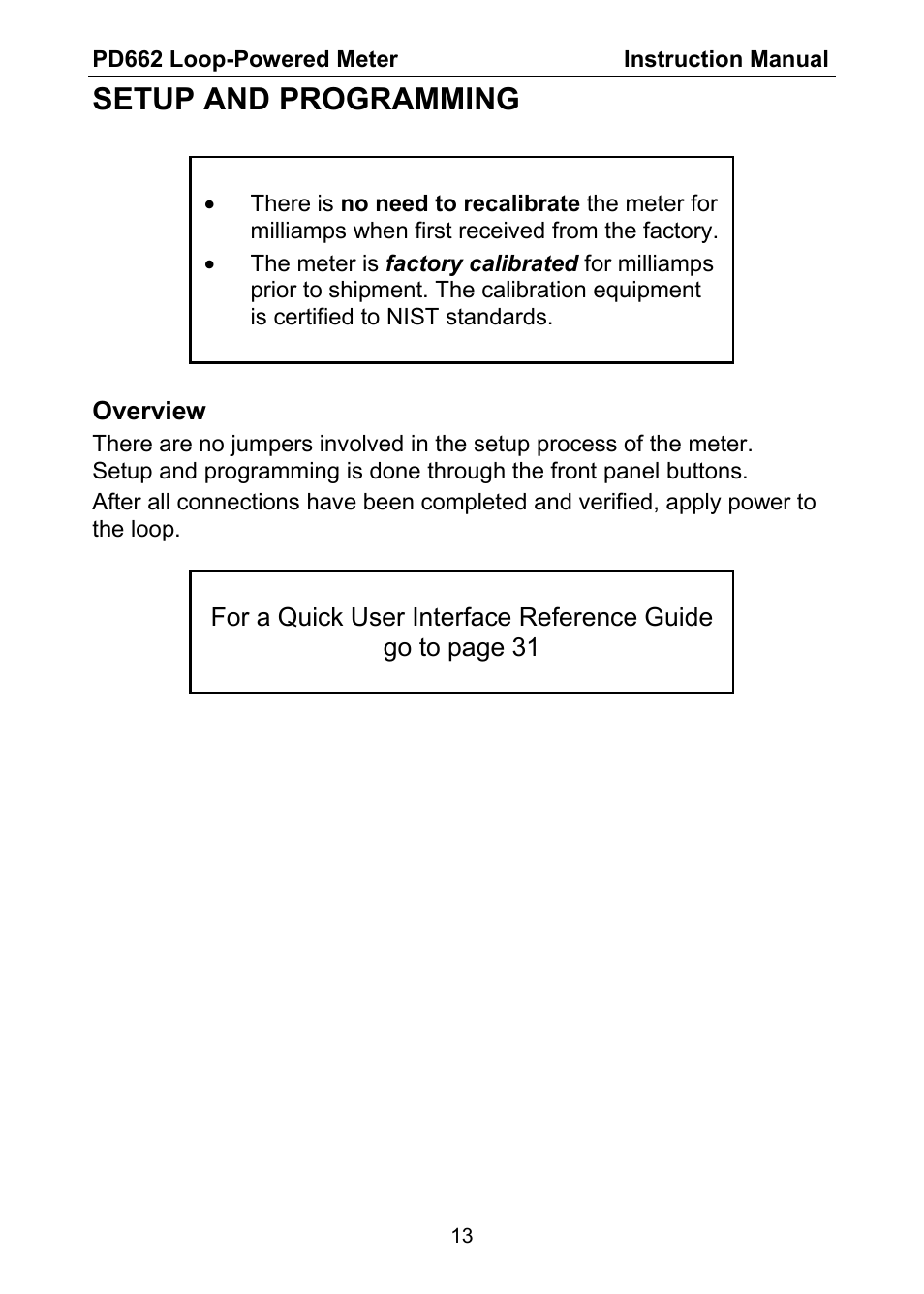 Setup and programming | Precision Digital PD662 User Manual | Page 13 / 32