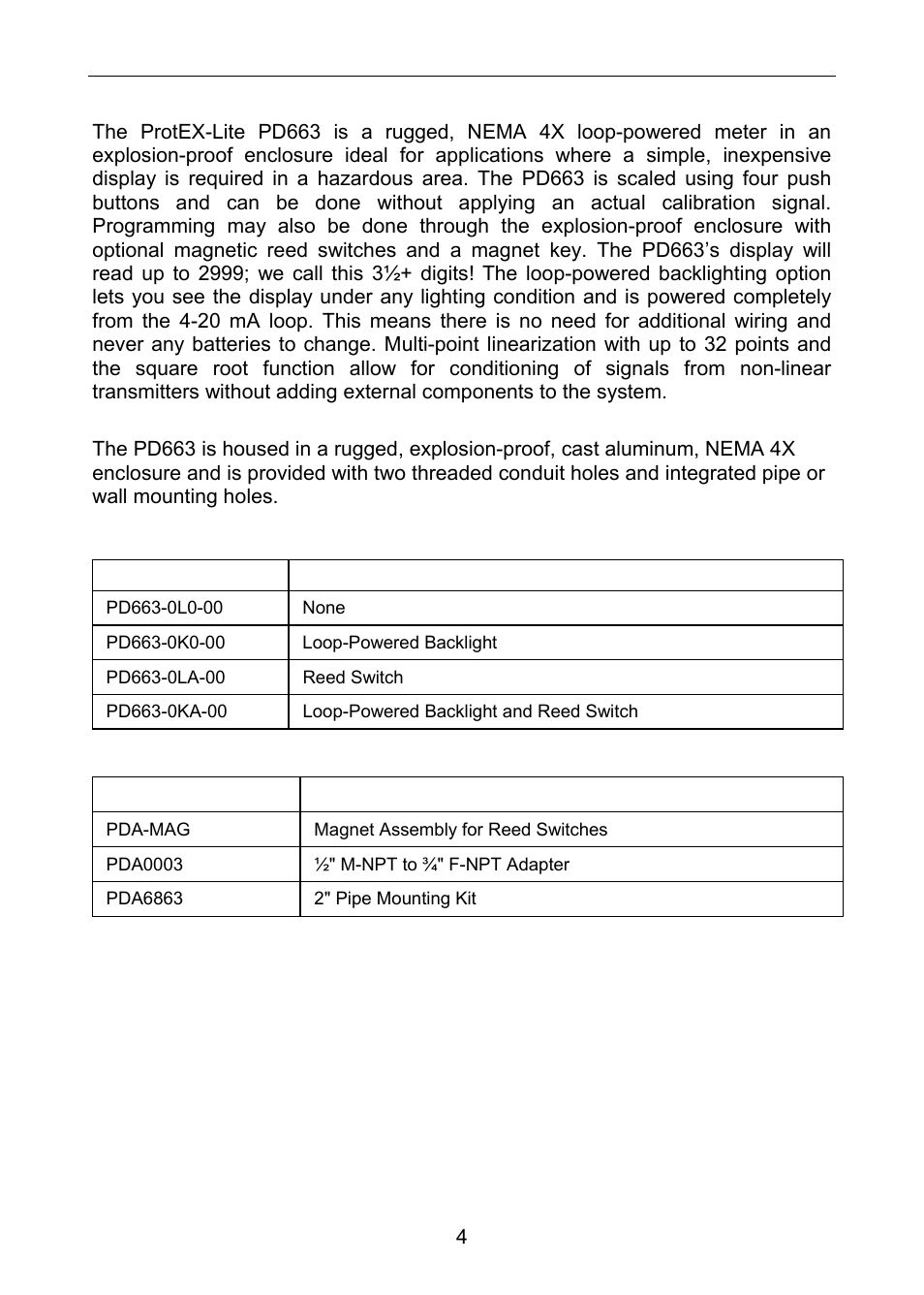 Introduction, Ordering information | Precision Digital PD663 User Manual | Page 4 / 36