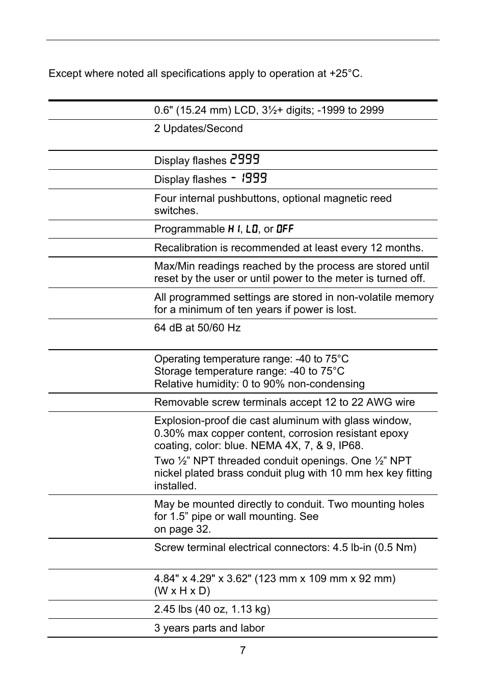 Specifications, General | Precision Digital PD663 User Manual | Page 7 / 36