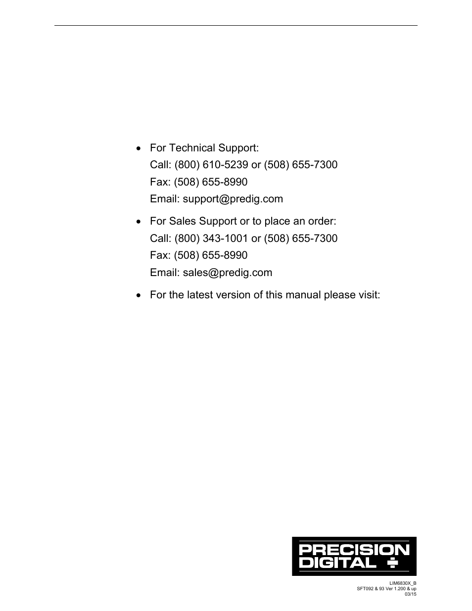 How to contact precision digital | Precision Digital PD6730X User Manual | Page 100 / 100