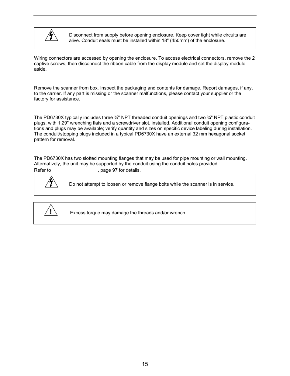 Installation, Unpacking, Pre-installed conduit/stopping plug | Mounting | Precision Digital PD6730X User Manual | Page 15 / 100
