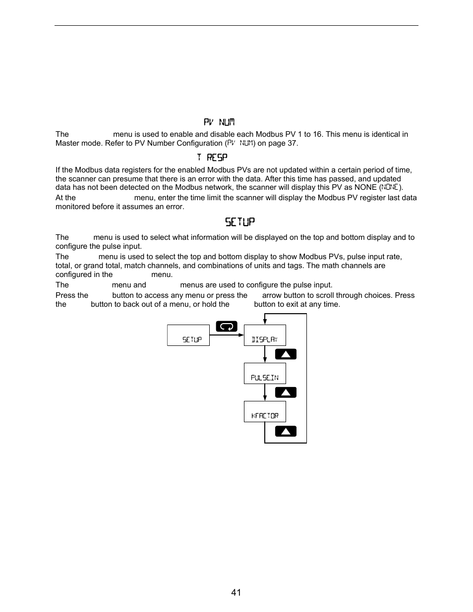 Setup the display & pulse input ( setup ) | Precision Digital PD6730X User Manual | Page 41 / 100