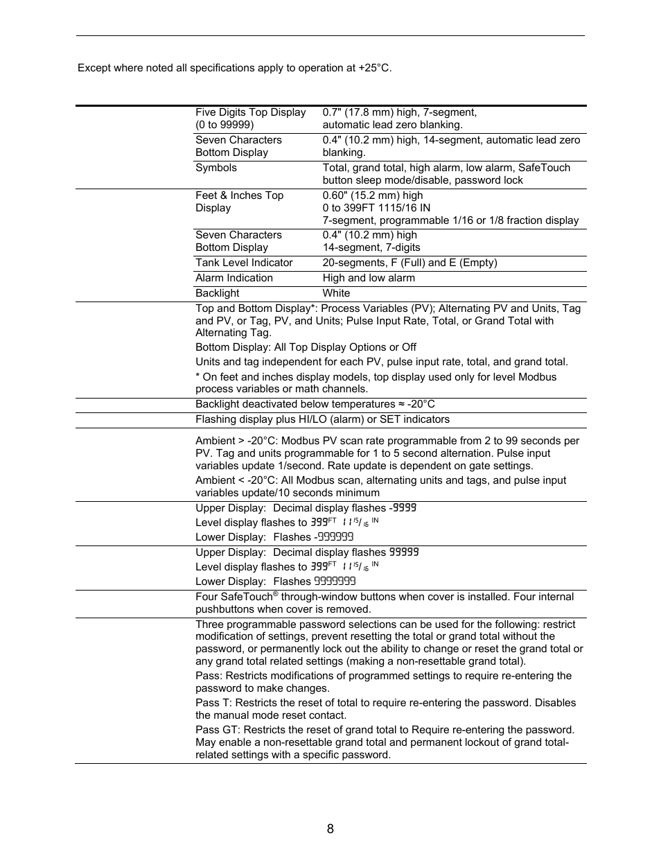 Specifications, General | Precision Digital PD6730X User Manual | Page 8 / 100