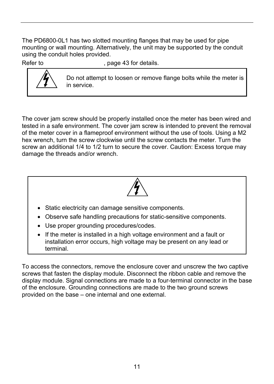 Mounting, Cover jam screw, Connections | Precision Digital PD6800 User Manual | Page 11 / 48