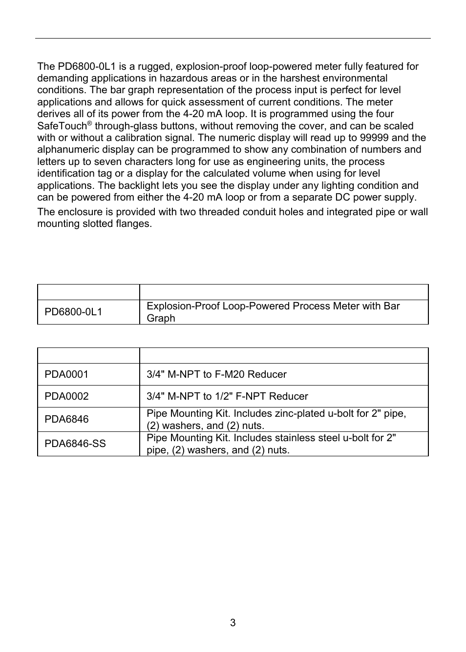 Introduction, Ordering information, Accessories | Precision Digital PD6800 User Manual | Page 3 / 48