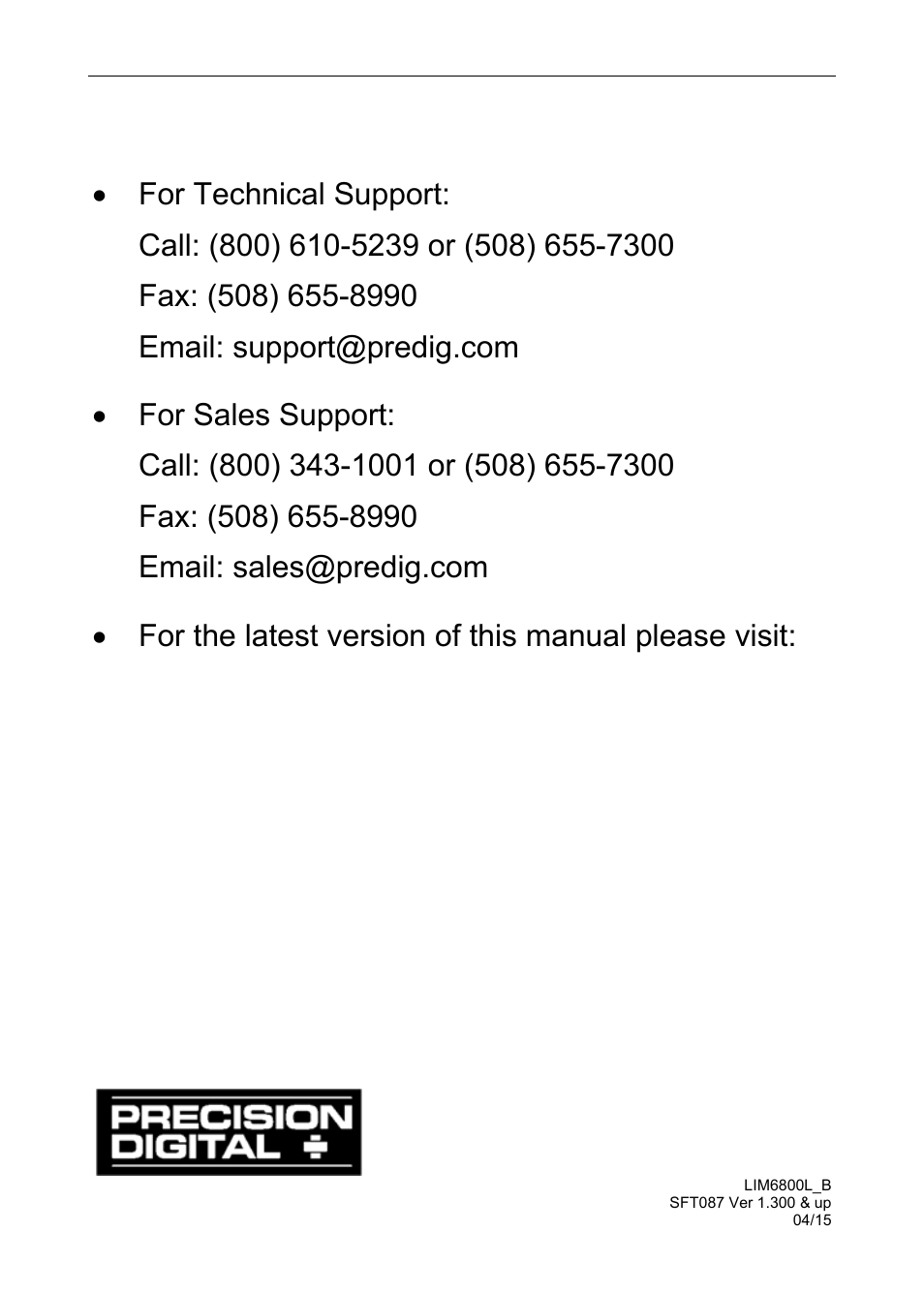 How to contact precision digital | Precision Digital PD6800 User Manual | Page 48 / 48