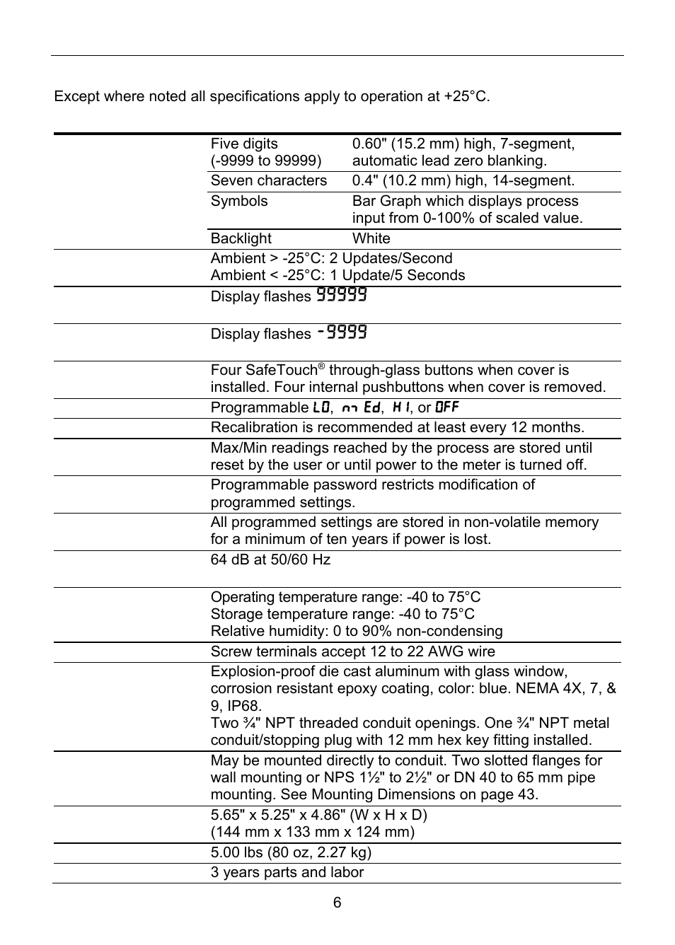 Specifications, General | Precision Digital PD6800 User Manual | Page 6 / 48