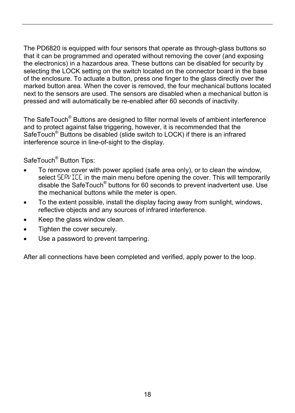 Safetouch, Buttons | Precision Digital PD6820 User Manual | Page 18 / 52