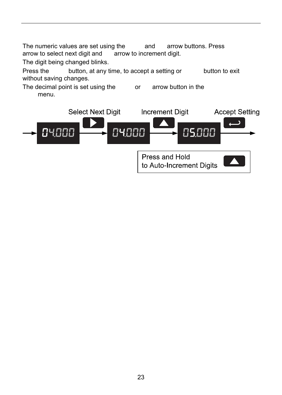 Setting numeric values | Precision Digital PD6820 User Manual | Page 23 / 52