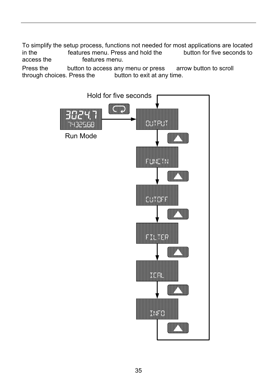 Advanced features menu | Precision Digital PD6820 User Manual | Page 35 / 52