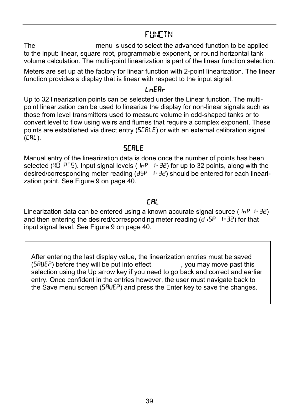 Advanced function selection ( functn ) | Precision Digital PD6820 User Manual | Page 39 / 52