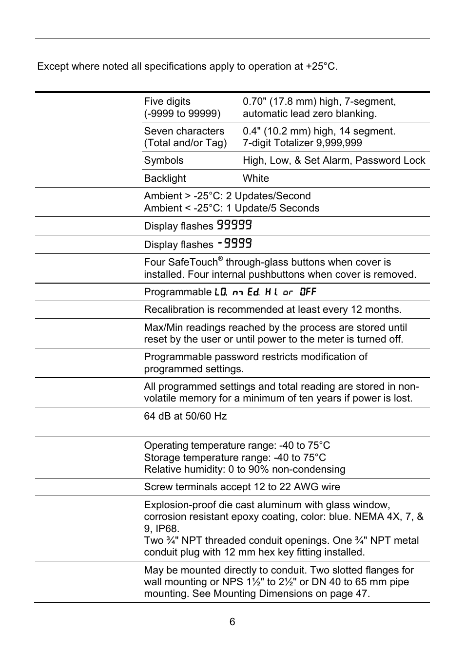 Specifications, General | Precision Digital PD6820 User Manual | Page 6 / 52