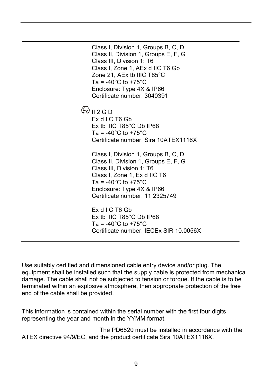 Product ratings and approvals | Precision Digital PD6820 User Manual | Page 9 / 52