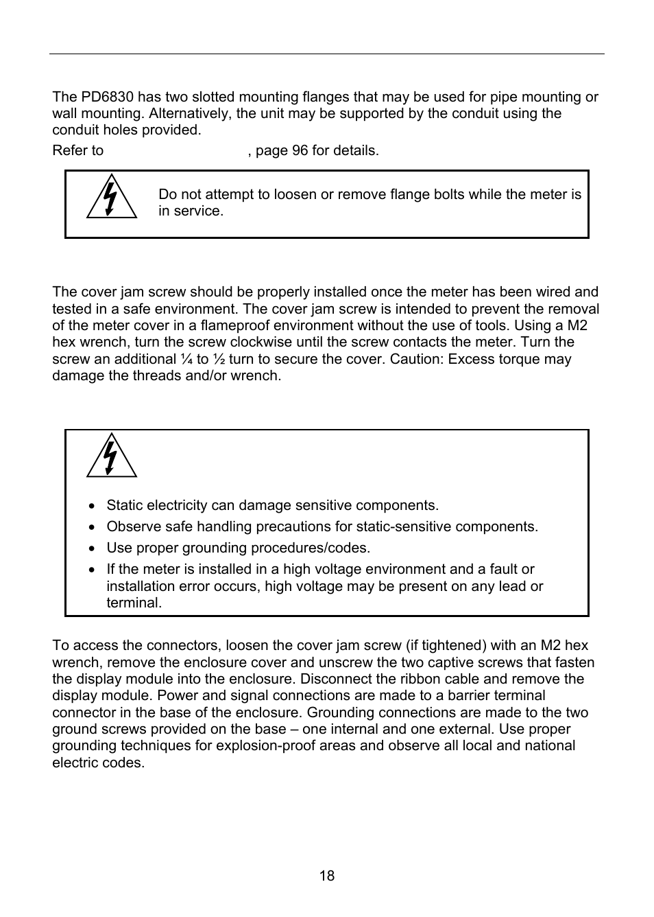 Mounting, Cover jam screw, Connections | Precision Digital PD6830 User Manual | Page 18 / 100