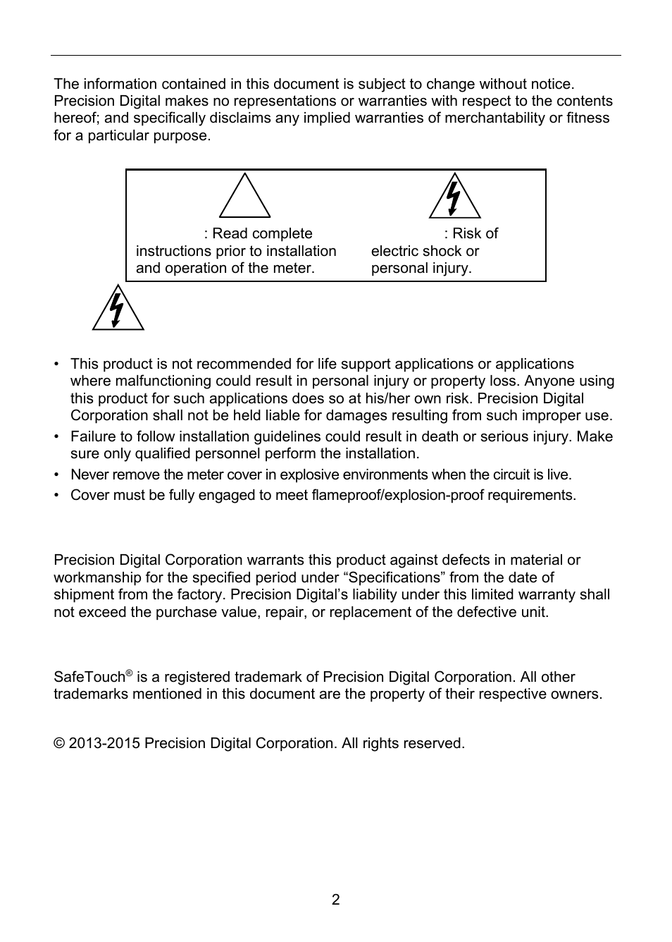 Precision Digital PD6830 User Manual | Page 2 / 100