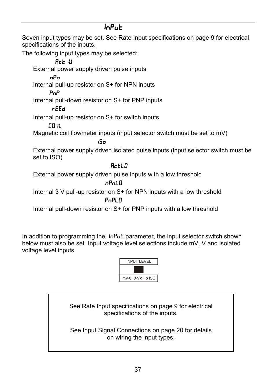 Selecting input type ( input ) | Precision Digital PD6830 User Manual | Page 37 / 100