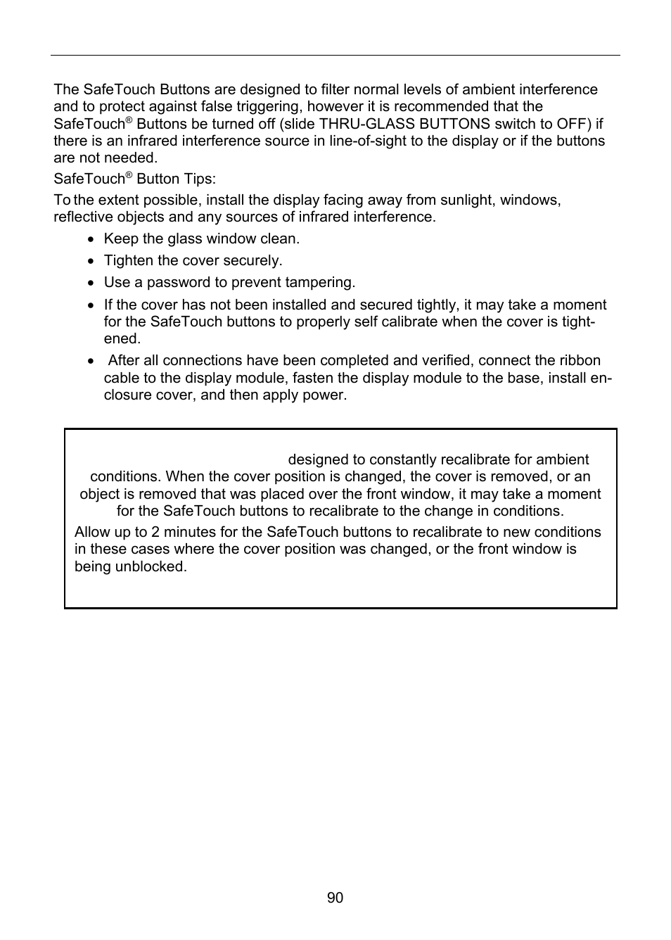 Safetouch, Button tips and troubleshooting | Precision Digital PD6830 User Manual | Page 90 / 100