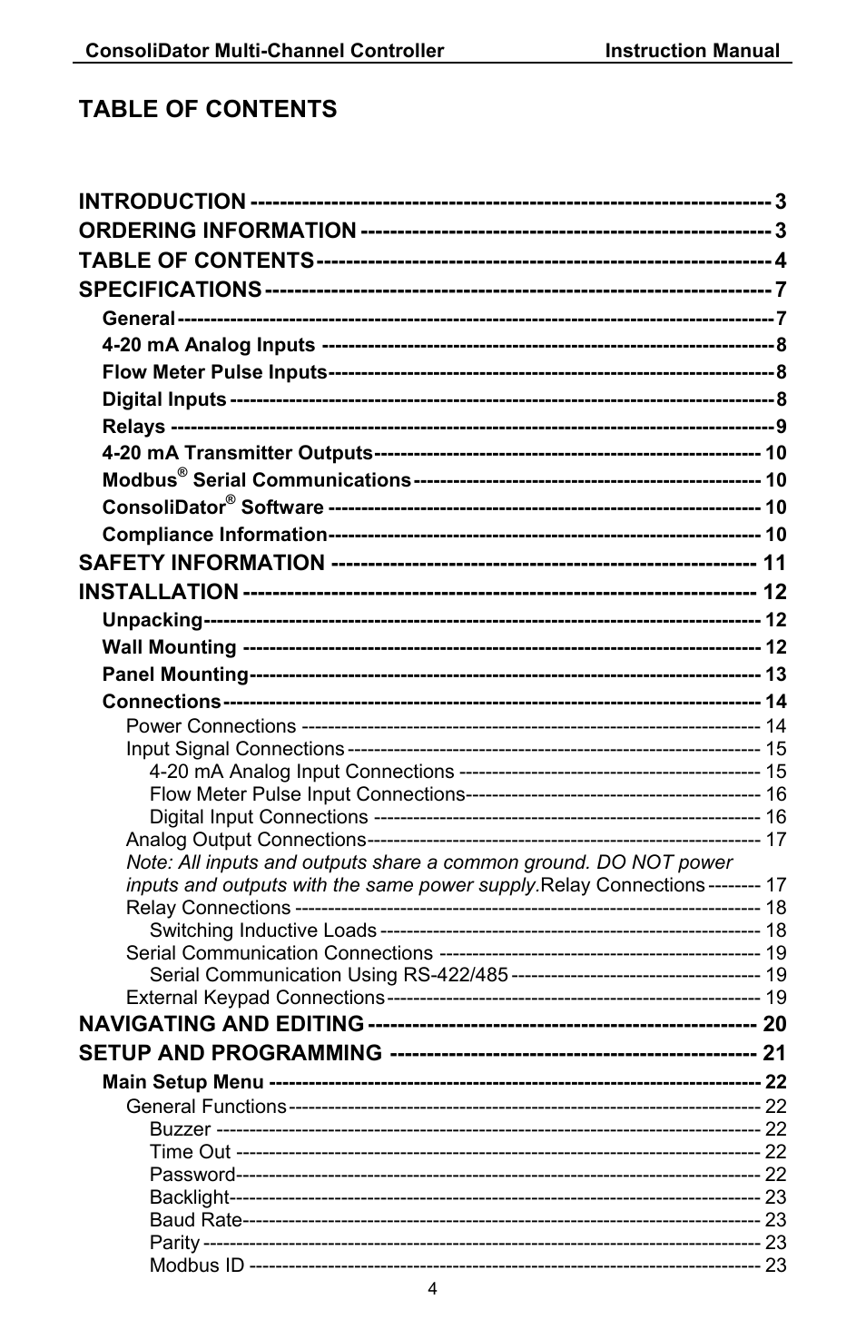Precision Digital PD941 User Manual | Page 4 / 56