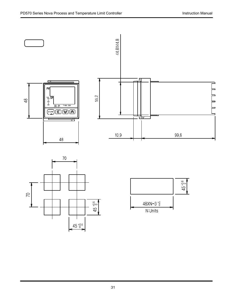 M (inch) - for reference only, Units: m | Precision Digital PD570 User Manual | Page 31 / 44