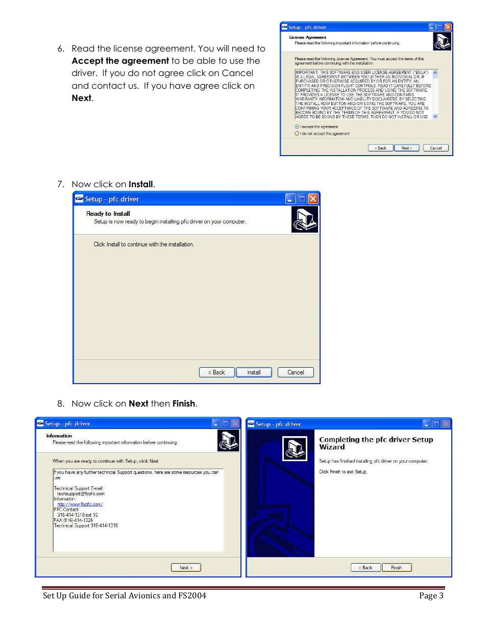 Precision Flight Serial Avionics and FS2004 User Manual | Page 3 / 8