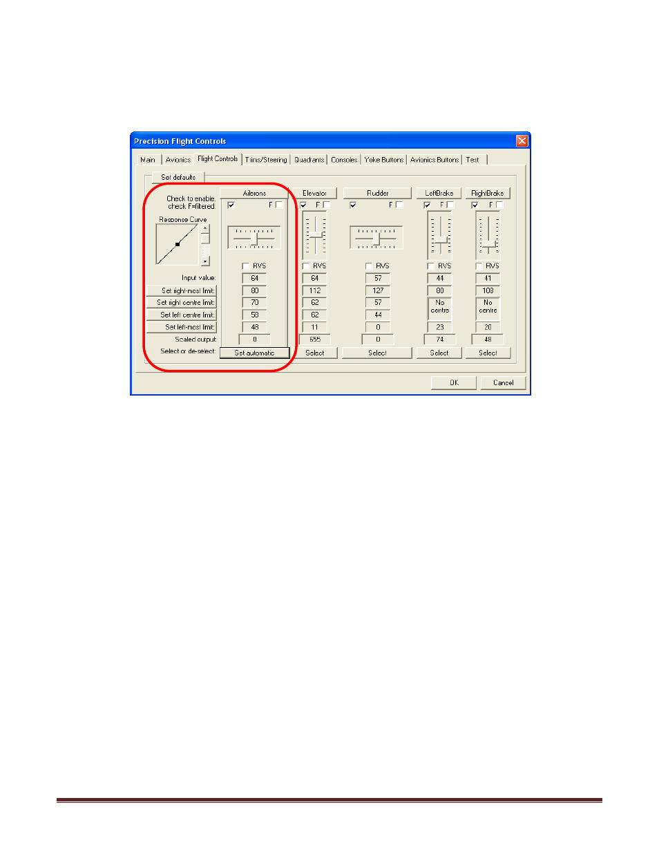 C2. aileron calibration | Precision Flight Serial CAT I and Microsoft Flight Simulator 9 (2004) User Manual | Page 11 / 16