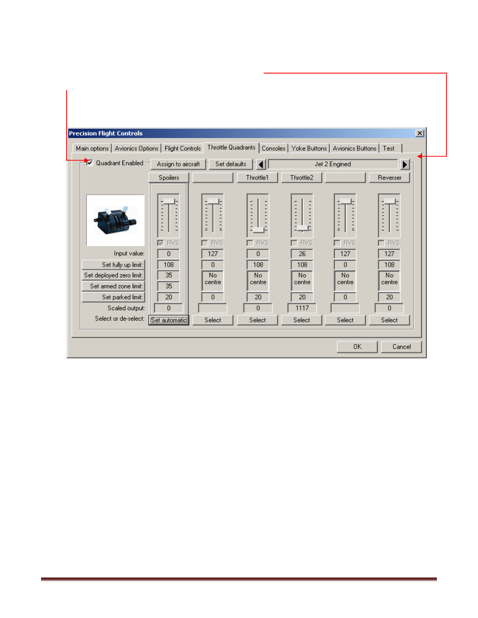 Enabling the quadrants | Precision Flight Serial CAT I and Microsoft Flight Simulator 9 (2004) User Manual | Page 15 / 16