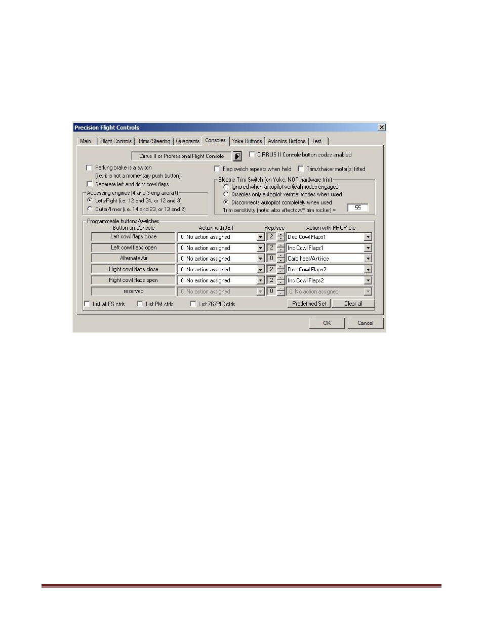 Configure consoles tab | Precision Flight Serial CAT I and Microsoft Flight Simulator 9 (2004) User Manual | Page 16 / 16