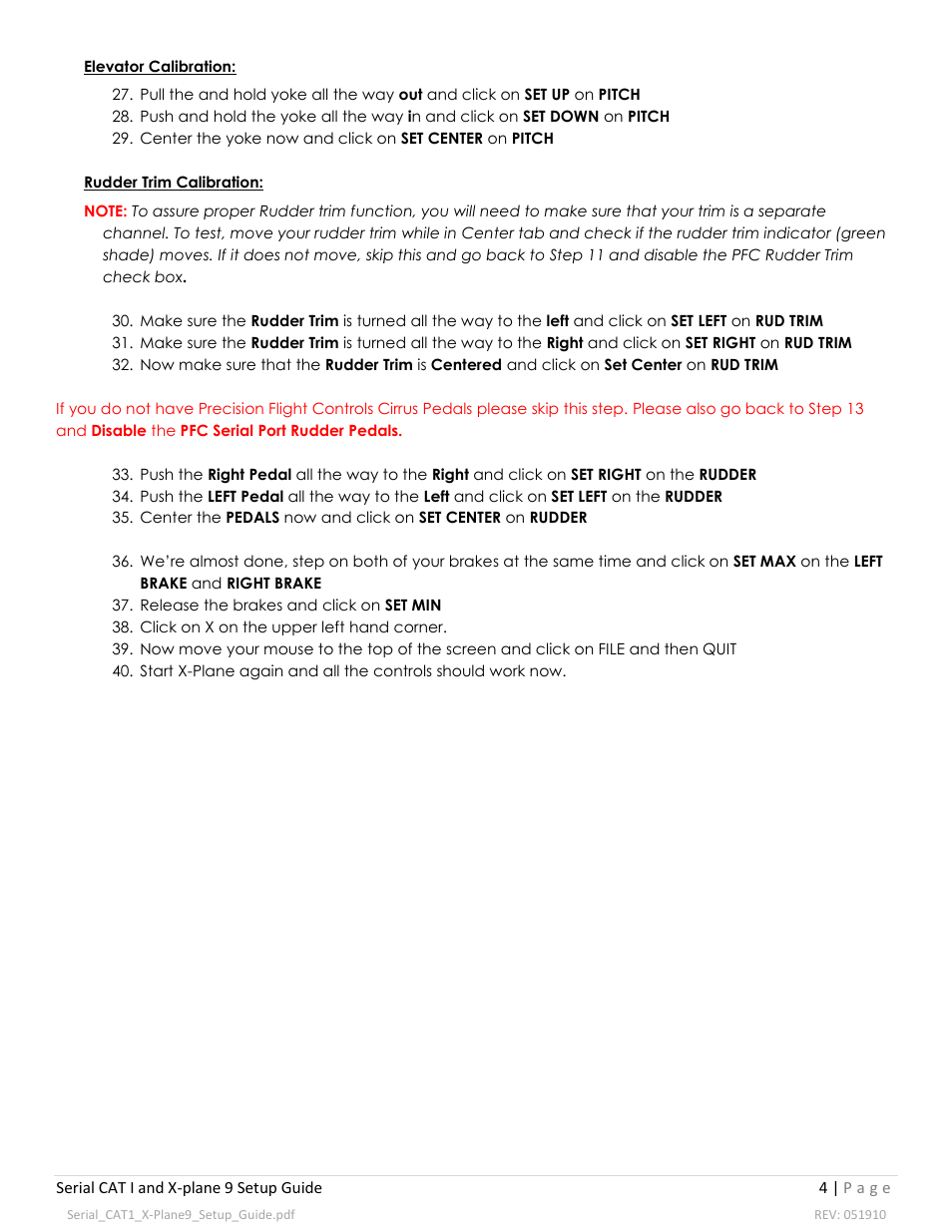 Precision Flight Serial CAT I and X-Plane 9 User Manual | Page 4 / 4